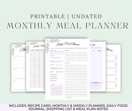 Monthly Meal Planner Printable